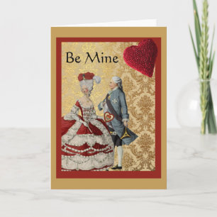 Fransk Vntage Valentine Guld och Red Helgkort