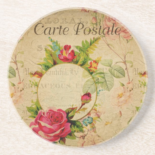 Fransk vykort Beverage Coaster Underlägg (Framsidan)