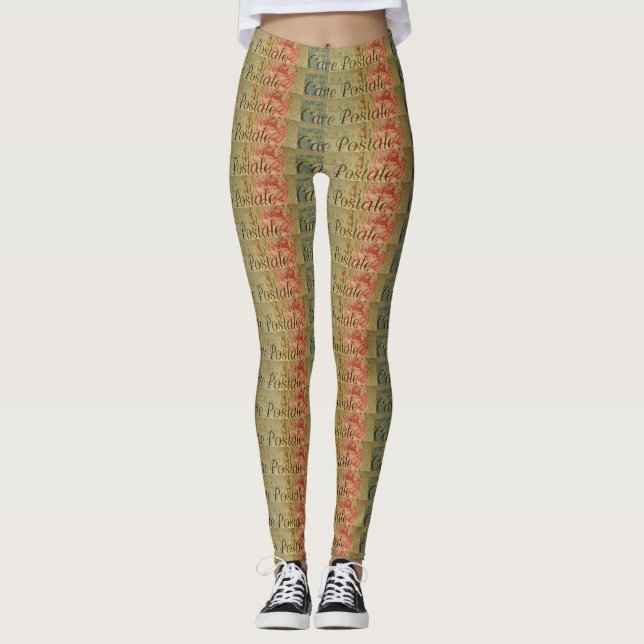 Fransk vykort Kvinnors benägenhet Leggings (Framsida)