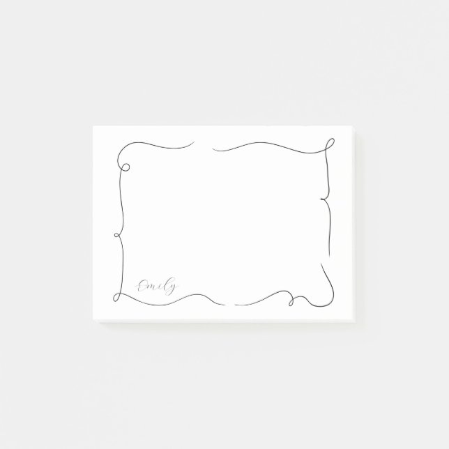 Fransk Whimsical Script Anpassat Namn  Post-it Block (Framsida)