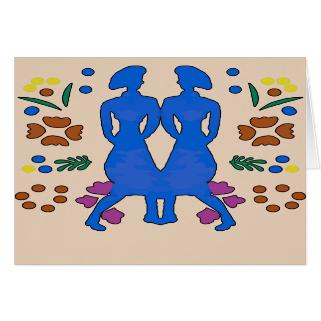 Fransk Woman Land Dance Hälsningskort (Framsidan Horizontal)