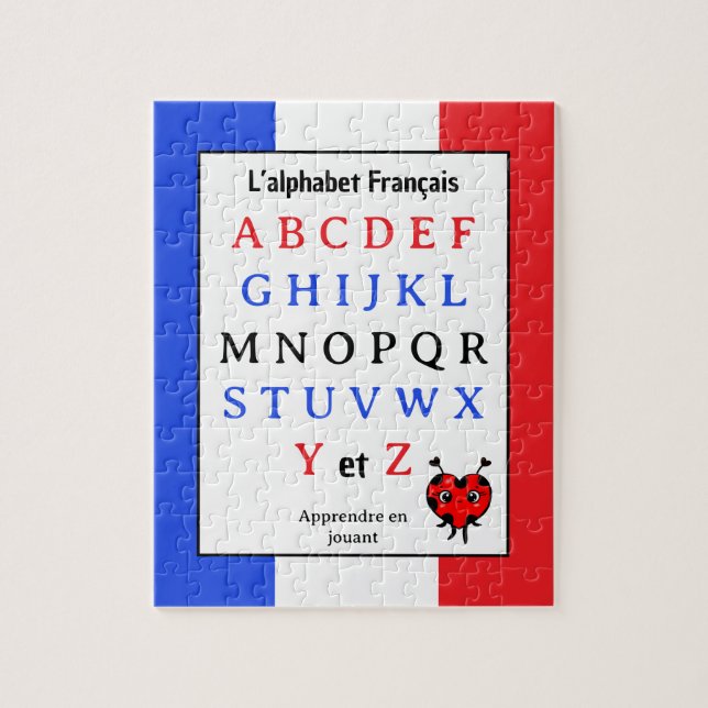 Franska alfabetet barnpussel pussel (Vertikal)