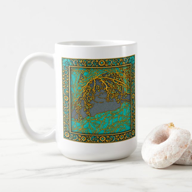Franska alperna Guld , Silver Turkos   Kaffemugg (Med munk)