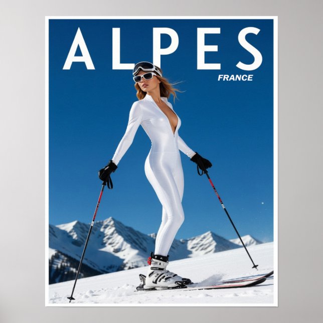 Franska Alperna skidaffisch Poster (Framsidan)
