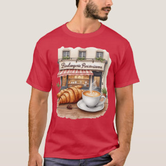 Franska Bageri Cafékrokan Kaffe Konst vänner T Shirt