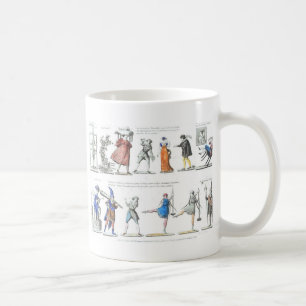 Franska balettteckenillustrationer kaffemugg