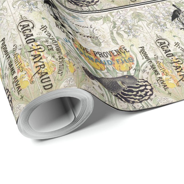 Franska blommor för Ephemeraart nouveautulpan Presentpapper (Rullad Hörn)