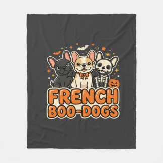 Franska Boo Hundar Halloween Fransk Bulldog Design Fleecefilt