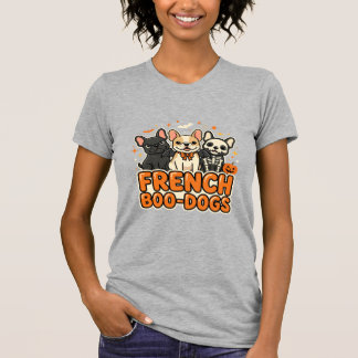 Franska Boo Hundar Halloween Fransk Bulldog Design T Shirt