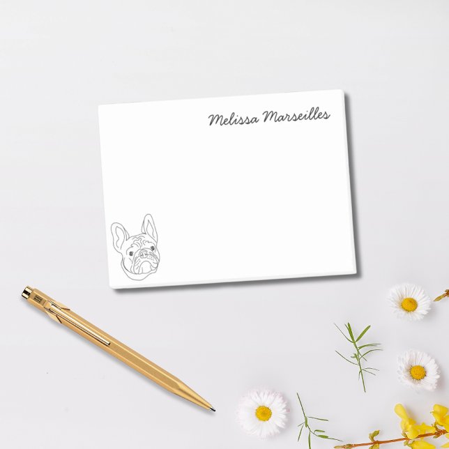 Franska Bull Dog Black & White Frenchie Post-it Block (French Bull Dog Black & White Frenchie Post-it Notes)
