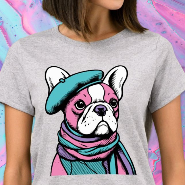 Franska Bull Dog Frenchie Artsy Pop Art T Shirt (Frenchie Frenzy French Bull Dog Pop Art T-Shirt)