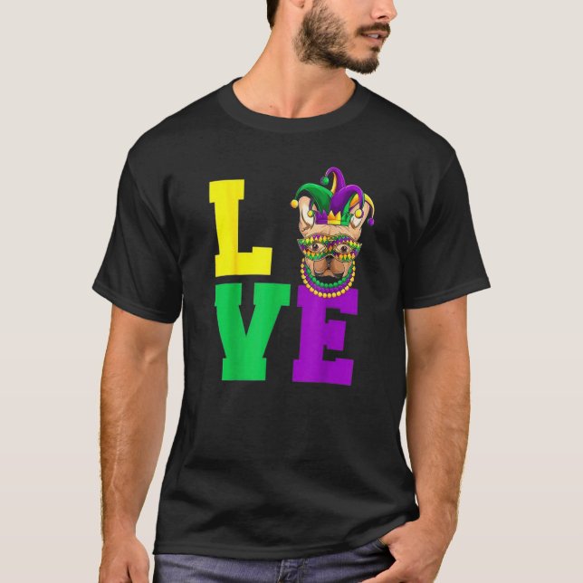 Franska Bull Dog Mardi Gras Mask Party T Shirt (Framsida)