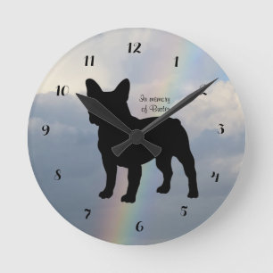 Franska Bull Dog Memory Wall Clock Rund Klocka