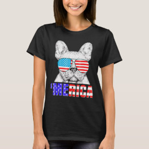 Franska Bull Dog Merica Murica 4:e juli Tee