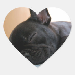 Franska Bull Dog Pet Puppy Cute Kärlek Destiny Hjärtformat Klistermärke