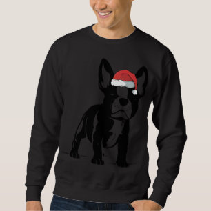 Franska Bull Dog Santa Hat Cute God Hund älskare Lång Ärmad Tröja