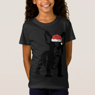 Franska Bull Dog Santa Hat Cute God Hund älskare T Shirt