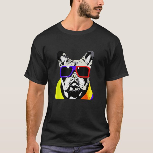 Franska Bull Dog Sunglasses Roligt Cute Classic Gr T Shirt (Framsida)