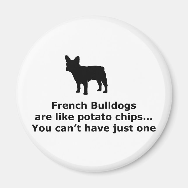 Franska Bull Dogs liknar Potato Chip Magnet (Framsidan)