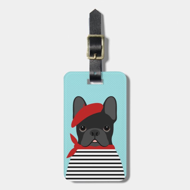 Franska Bulldog Resväskemärken Bagagebricka (Vertikal Framsida)