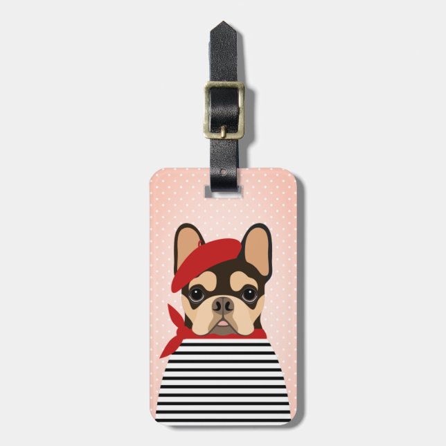 Franska Bulldog Resväskemärken Bagagebricka (Vertikal Framsida)