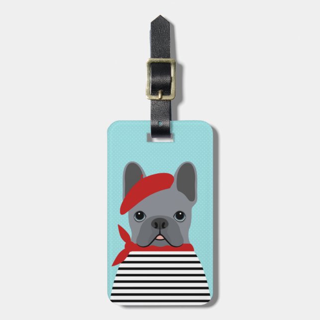 Franska Bulldog Resväskemärken Bagagebricka (Vertikal Framsida)