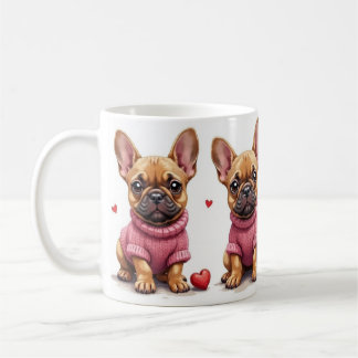 Franska Bulldoggar Alla Hjärtans Dag Kaffemugg