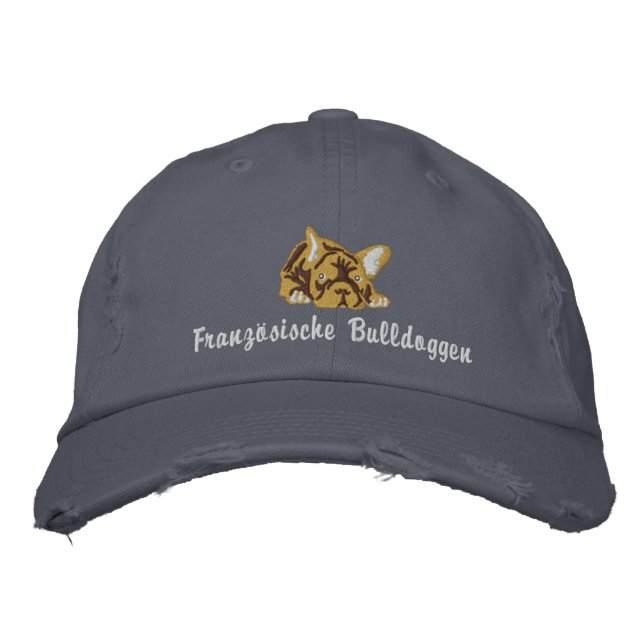 Franska Bulldoggar Broderad Keps (Framsida)