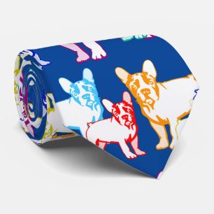 Franska Bulldoggar färgglada Slips