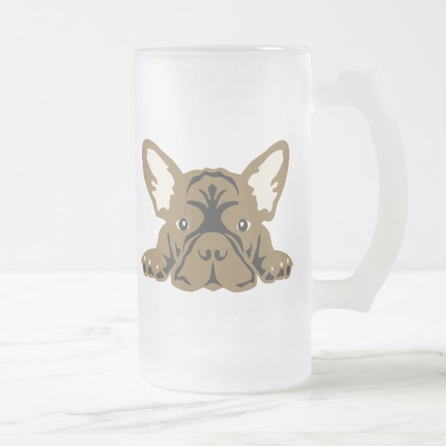 Franska Bulldoggar Frostat Ölglas (Höger)