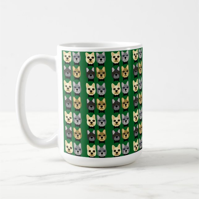 Franska Bulldoggar Gröna Kaffemugg (Vänster)