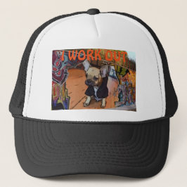 Franska bulldogglastbilsförare hatt truckerkeps