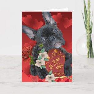 Franska bulldoggvalentinkort helgkort