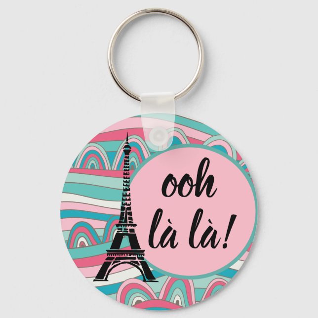 Franska Eiffeltornet Trendigt Ooh la la!/ Monogram Nyckelring (Framsida)