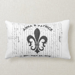 Franska Ephemera B & W Fleur De Lis Anpassningsbar Lumbarkudde