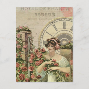 Franska flickrosor Vintage vykort