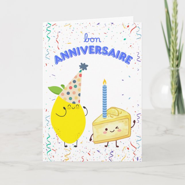 Franska födelsedagsgratulationer Bon Anniversaire Kort (Framsida)
