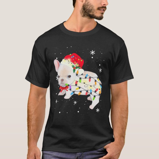 Franska julklapparna Bull Dog Light Julafton Mamma T Shirt (Framsida)