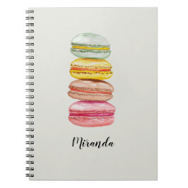 Franska Macarons Akvarell Handmålad Anteckningsbok