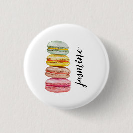 Franska Macarons Akvarell Handmålad Knapp