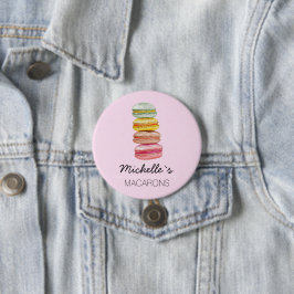 Franska Macarons Akvarell Handmålad Knapp