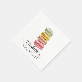 Franska Macarons Akvarell Handmålad Pappersservett