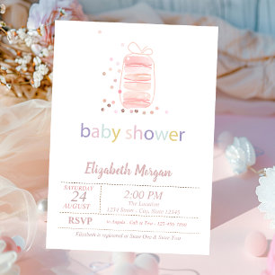 Franska Macarons Baby Shower Inbjudan