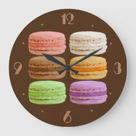 Franska Macarons - flerfärgade pasteller Stor Klocka