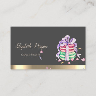 Franska Macarons Guld Rand Modern Elegant Visitkort