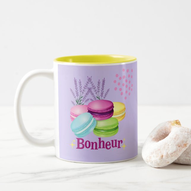 Franska Macarons Två-Tonad Mugg (Med munk)
