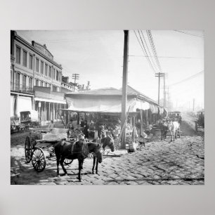Franska marknaden i New Orleans, 1906. Gammalt fot Poster