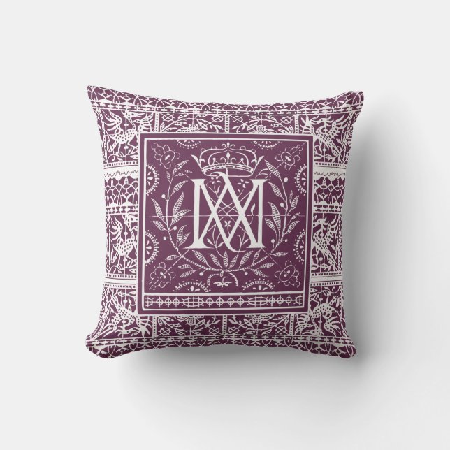 Franska MORSOR för renaissancePhoenix Monogram Kudde (Framsida)