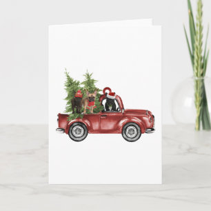 Franska på bil jul prydnad hund jul kort