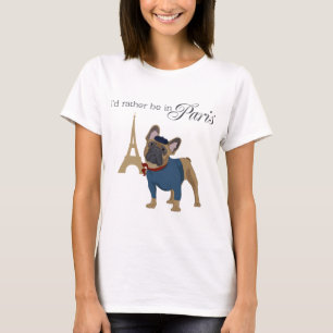Franska Paris för bulldoggen "skulle jag ganska T Shirt